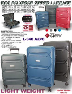 31581 L-340 65CM PROLY PROP ZIPPER LUGGAGE